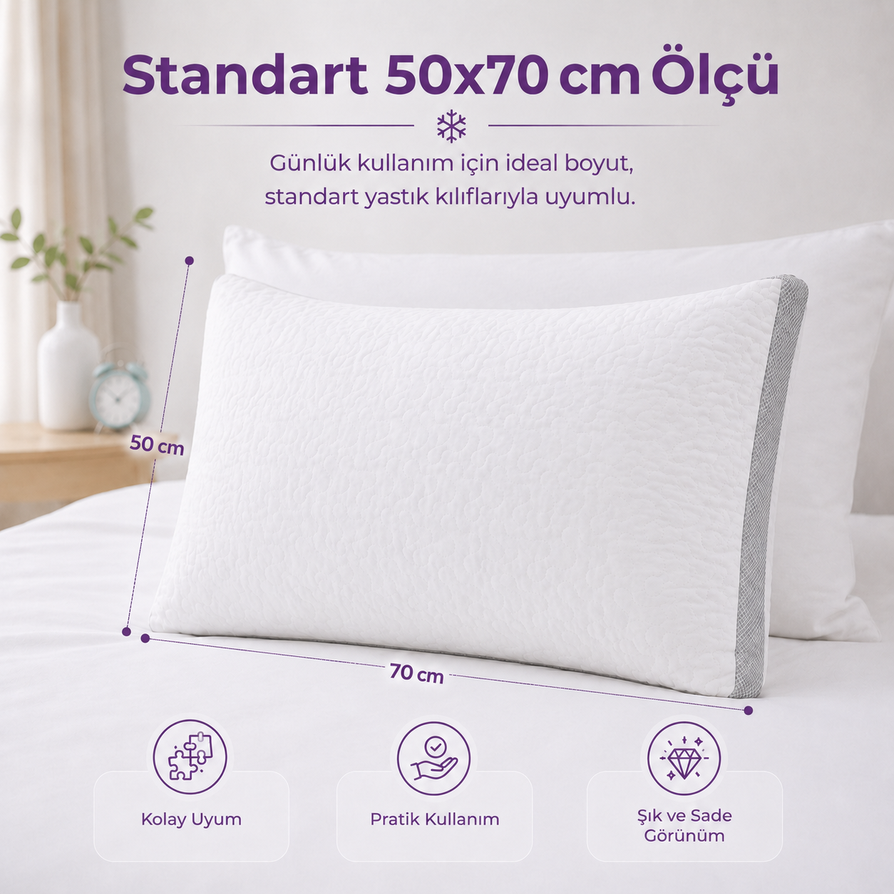 Klimalı Yastık 50x70 cm – Isı Dengeleyici ve Nefes Alabilen Yastık