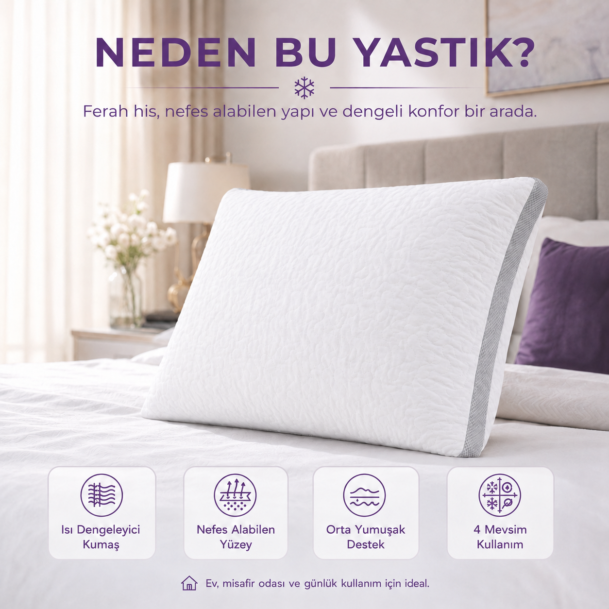 Klimalı Yastık 50x70 cm – Isı Dengeleyici ve Nefes Alabilen Yastık