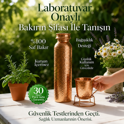 Vrea Kalaylı Dövme Bakır Matara (550 ml)