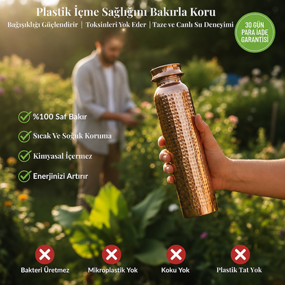 Vrea Kalaylı Dövme Bakır Matara (550 ml)